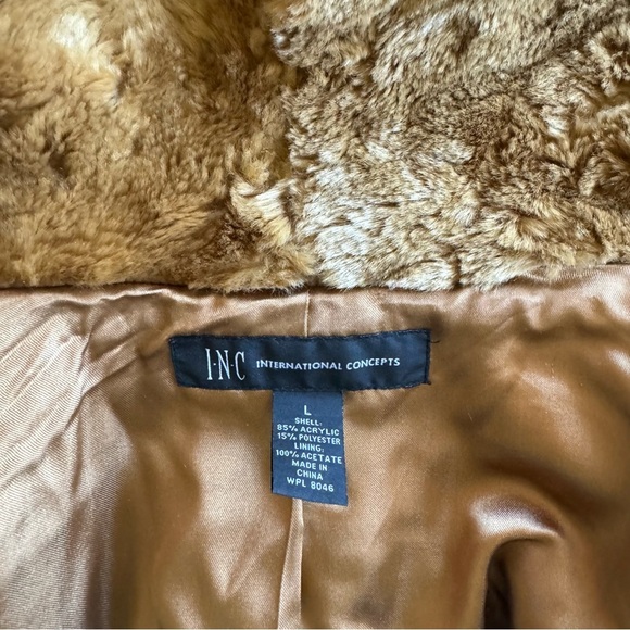 Y2K Camel Brown Faux Fur Coat - Picture 6 of 8